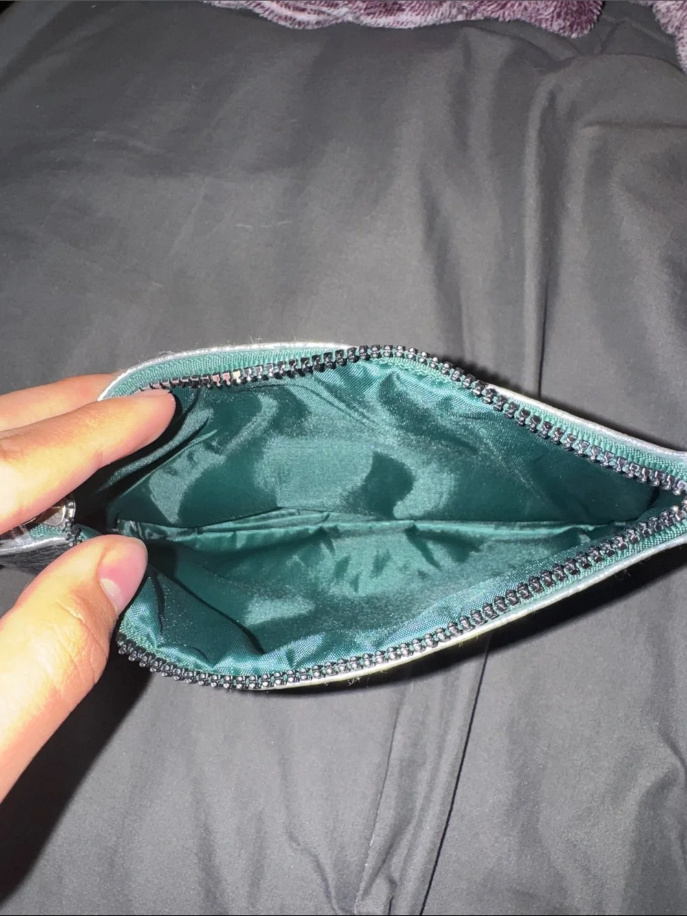 ipsy Iridescent Silver Makeup Pouch